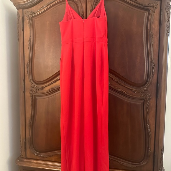 Xscape Long Ruffled Evening Gown, Size 10 RED, Spaghetti Strap Scuba crepe - Picture 6 of 9